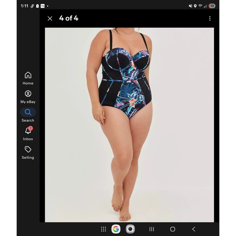 Torrid One Piece Slim Fix Underwire Padded Striped Swimsuit Size 6X Beach Resort